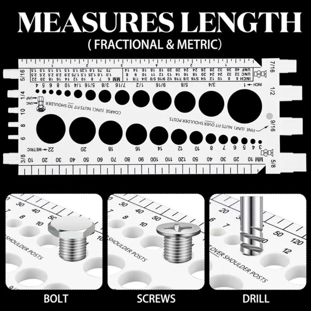 Imperial Standard Screw Size Measuring Ruler Portable Thread Checker  Bolt Screw Identification