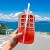 Curling Eiswürfelform mit Ein-Knopf-Entriegelung Flexible Eiswürfelform Tragbare Auslaufsichere Wasserflasche für Fitnessstudio, Reisen, Outdoor