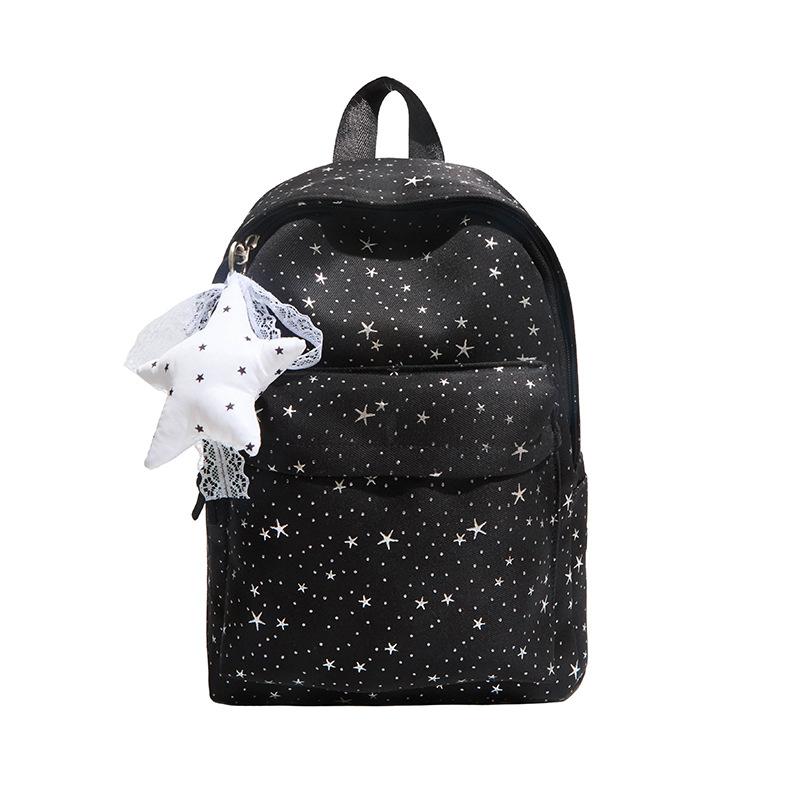 Star-printed nylon backpack, lightweight casual backpack, large-capacity student schoolbag, universal travel backpack