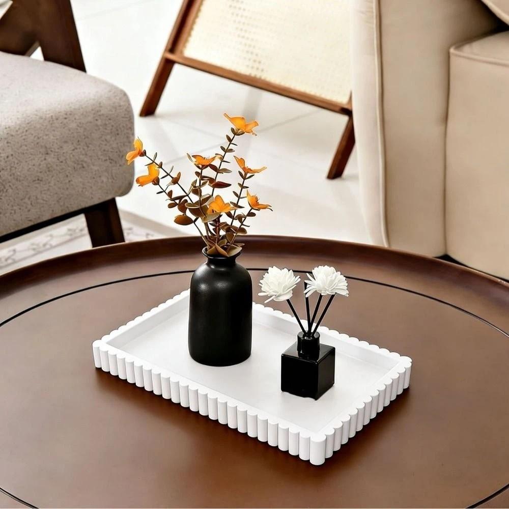 Serving Tray Silicone Candle Holder Tray Wavy Square Table DecorationTrays Multi-purpose Washable Trinket Holder Coffee Table