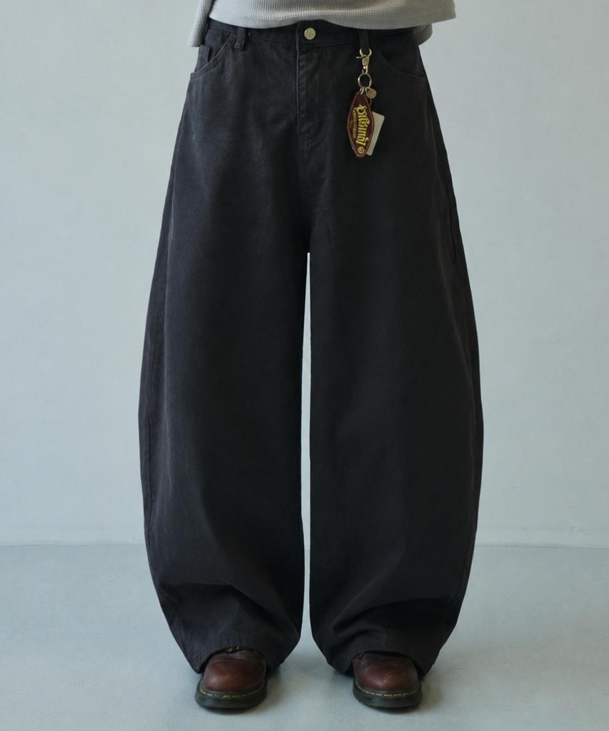SIGNATURE Summer Wide Curved Dart Cotton Pants [Charcoal]