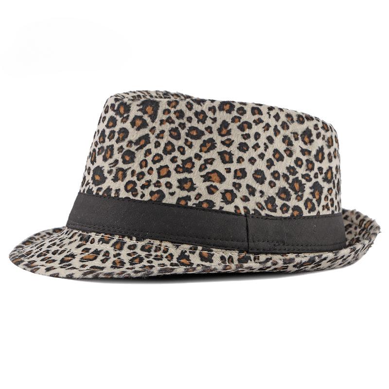 Autumn Winter Women's Fashion Top Hat Sexy Fashion Jazz Hat British Retro Gentleman Hat Men Leopard Animal Fedoras Top Party Hat