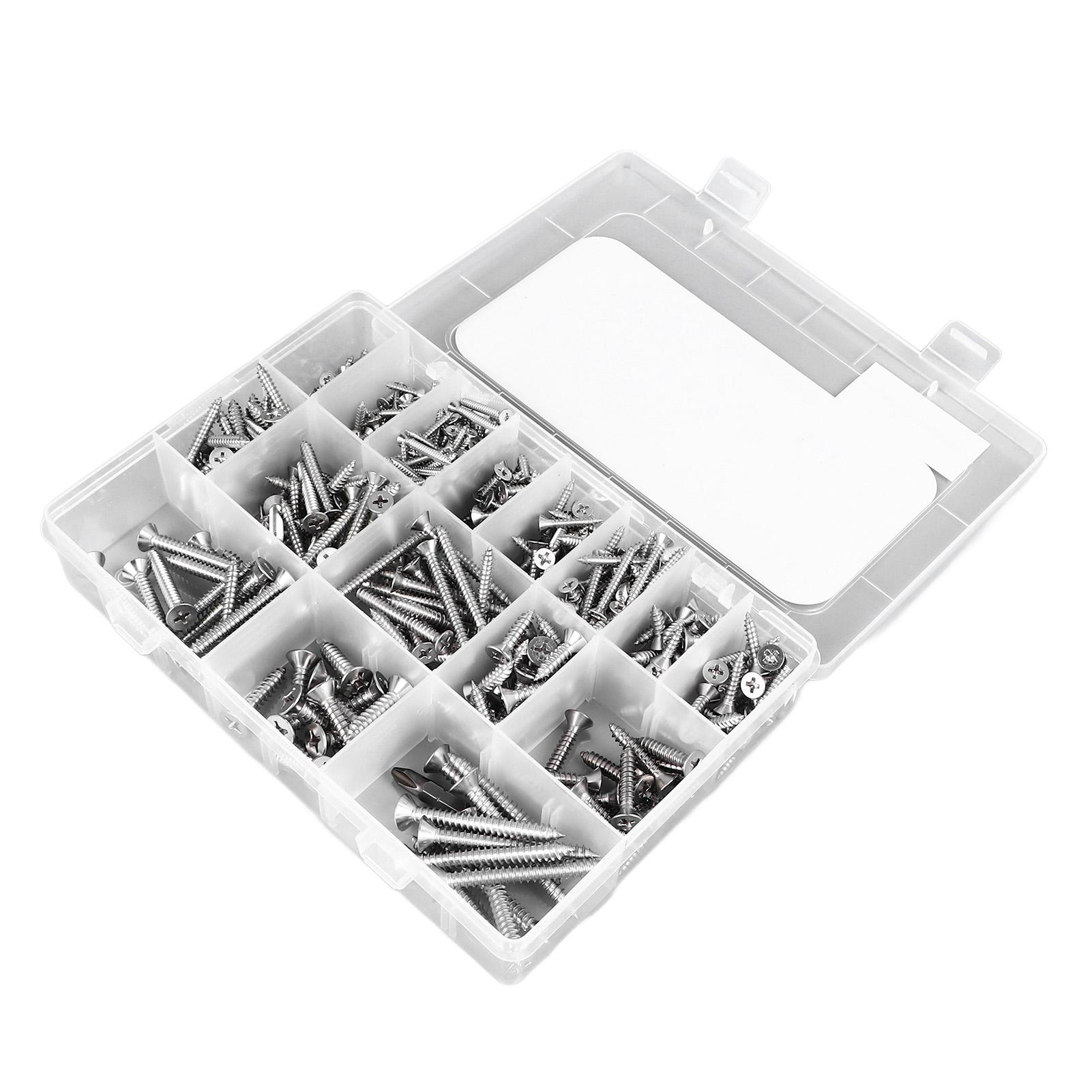 

450 шт. Винты с крестообразным шлицем и плоской головкой, саморезы из нержавеющей стали, ассортимент с битой CRV PH2