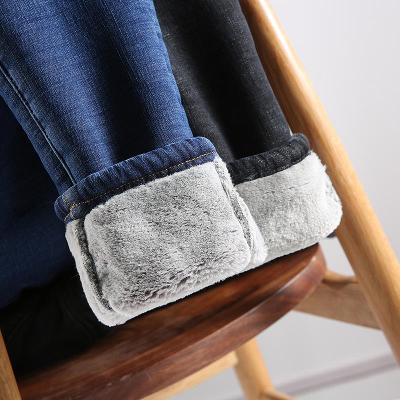 Thickened Fleece Women's Jeans High Waist Slimming Versatile Outerwear Winter Elastic Slim Fit Pants Comfortable Autumn Winter