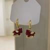 K Real Gold Electroplated Zircon Round Pony Stud Earrings New Chinese Retro Natal Year Earrings Light Luxury Niche Earrings