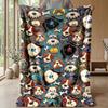 Dogs and Bones Pattern Theme blanket Lightweight Warm Flannel Blanket Decorative Throw Blanket for Home Decoration