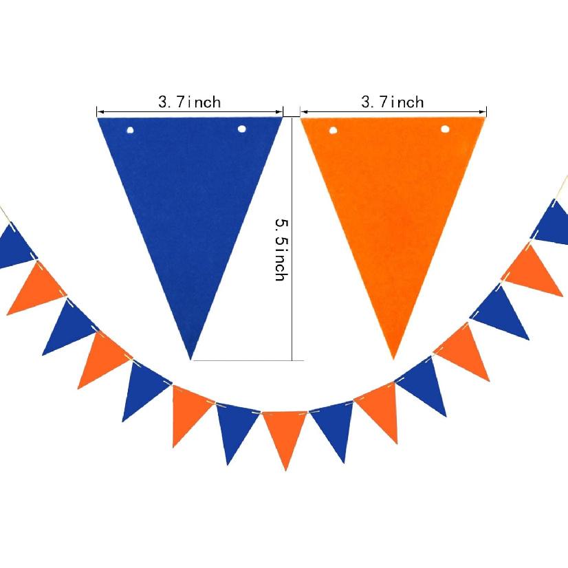 GAKA 20 Feet Double Sided Blue and Orange Paper Triangle Flags Bunting Pennant Banner for Birthday Party, Wedding,Graduation Party Decoration