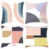New Art Abstract Print Color Cross Print Line Short Plush Home Sofa Cushion Cover