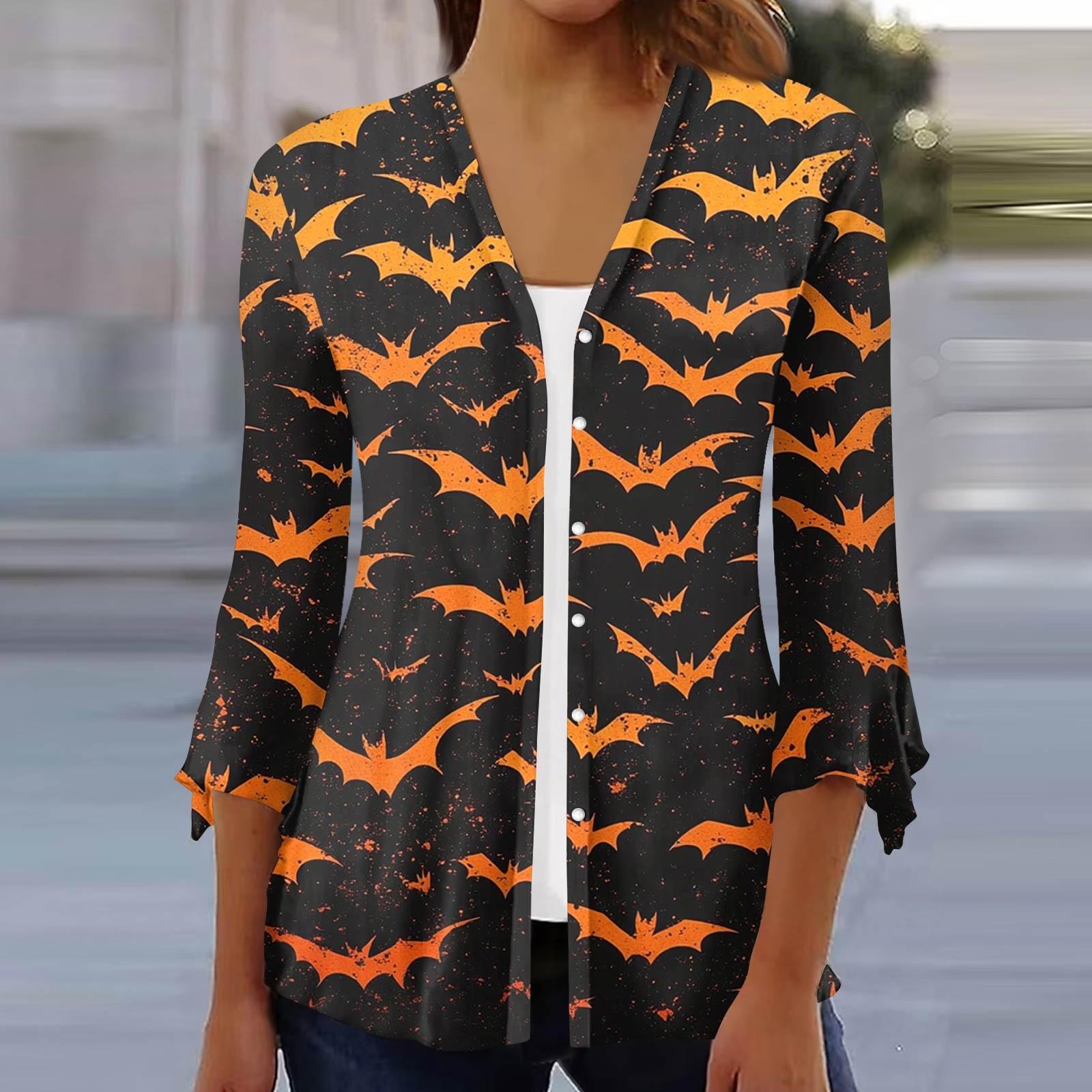 

Женский свободный повседневный кардиган-топ с принтом и рукавами семь восьмых на пуговицах S