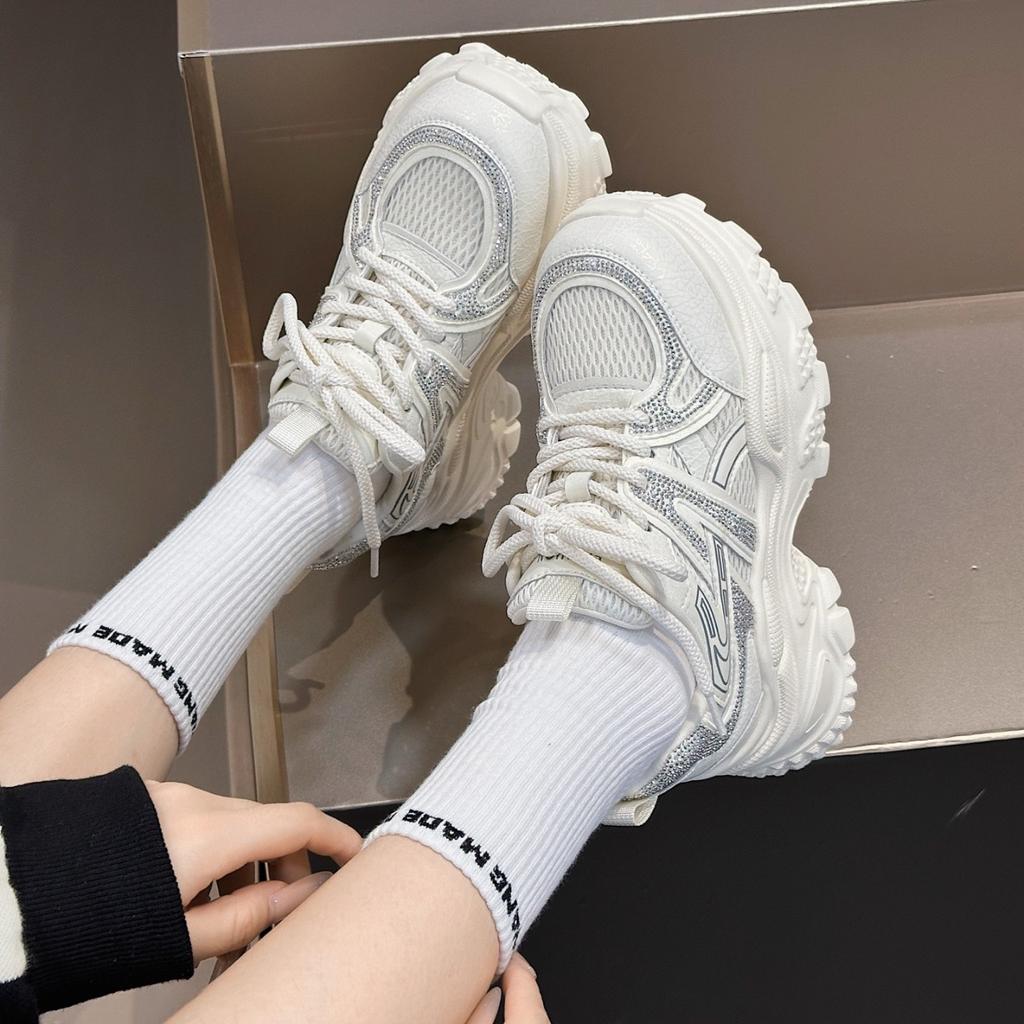 Leather Daddy Shoes Women's Autumn 2025 New Breathable Versatile Thick-soled Height Increasing Casual Lightweight Fashion Sports Running Shoes