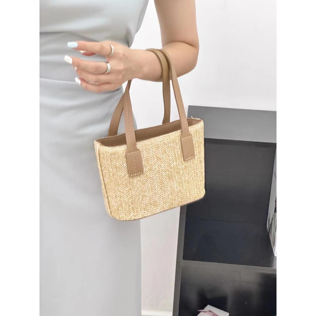

Корейская модель плетеной сумки Ins, разработанная для женщин, летняя, новая, повседневная, пляжная сумка для отпуска, ручная, на плечо, через плечо, соломенная, вязаная сумка