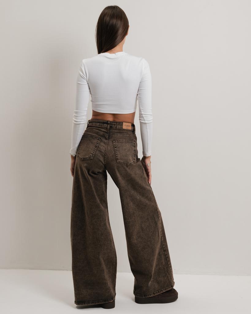 Wide Leg Jeans It's Basic 3942 40 Brown