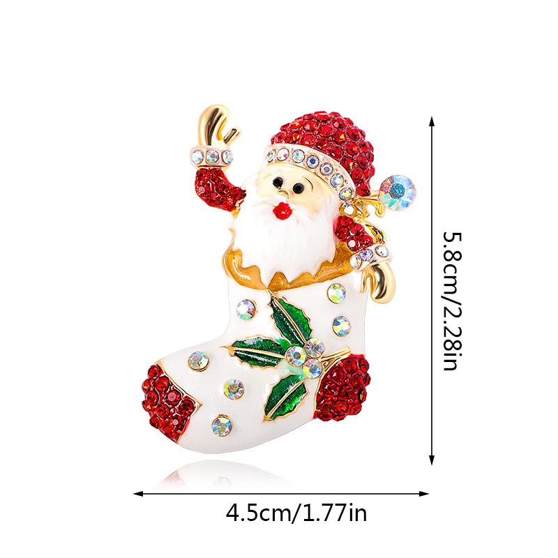 Tree Boots Snowman Santa Claus Brooches Crystal Pin Brooch Christmas Series Enamel Brooch