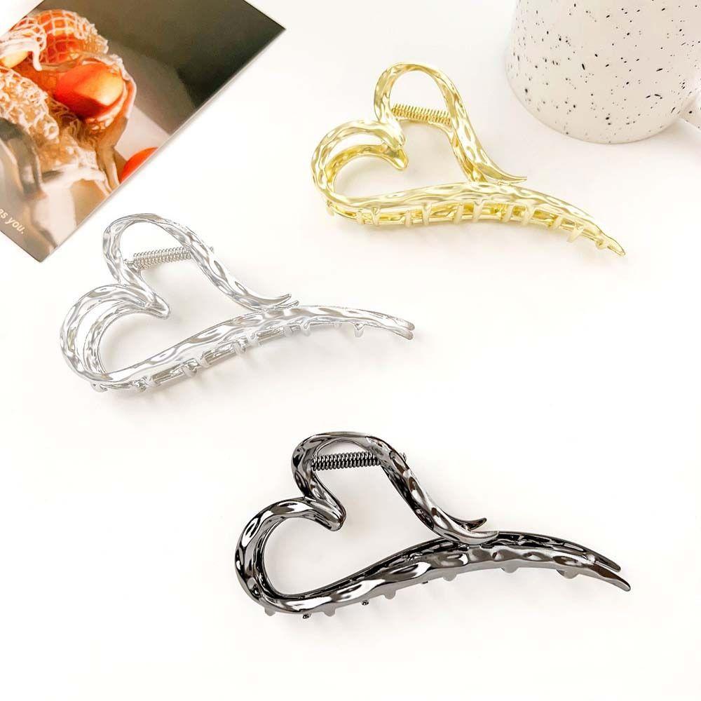 

Зажим для волос Металлическое сердце Коготь для волос Золото Серебро Большой коготь для волос Металлическое сердце Заколка для волос Леди