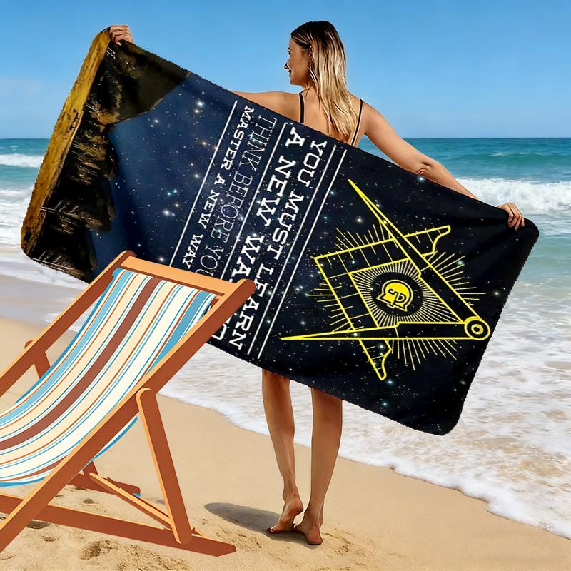 Enigmatic Divine Blueprint beach towel Portable for travel Outdoor camping Absorbent bath towel quick-drying swim towel Outdoor pool towel