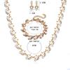 Elegant Faux Pearl Rhinestone Necklace Earrings Bracelet Bridal Jewelry Gift