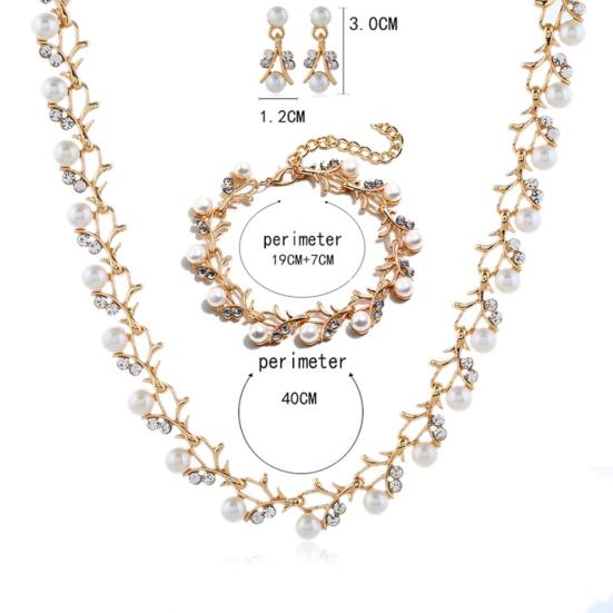 Elegant Faux Pearl Rhinestone Necklace Earrings Bracelet Bridal Jewelry Gift
