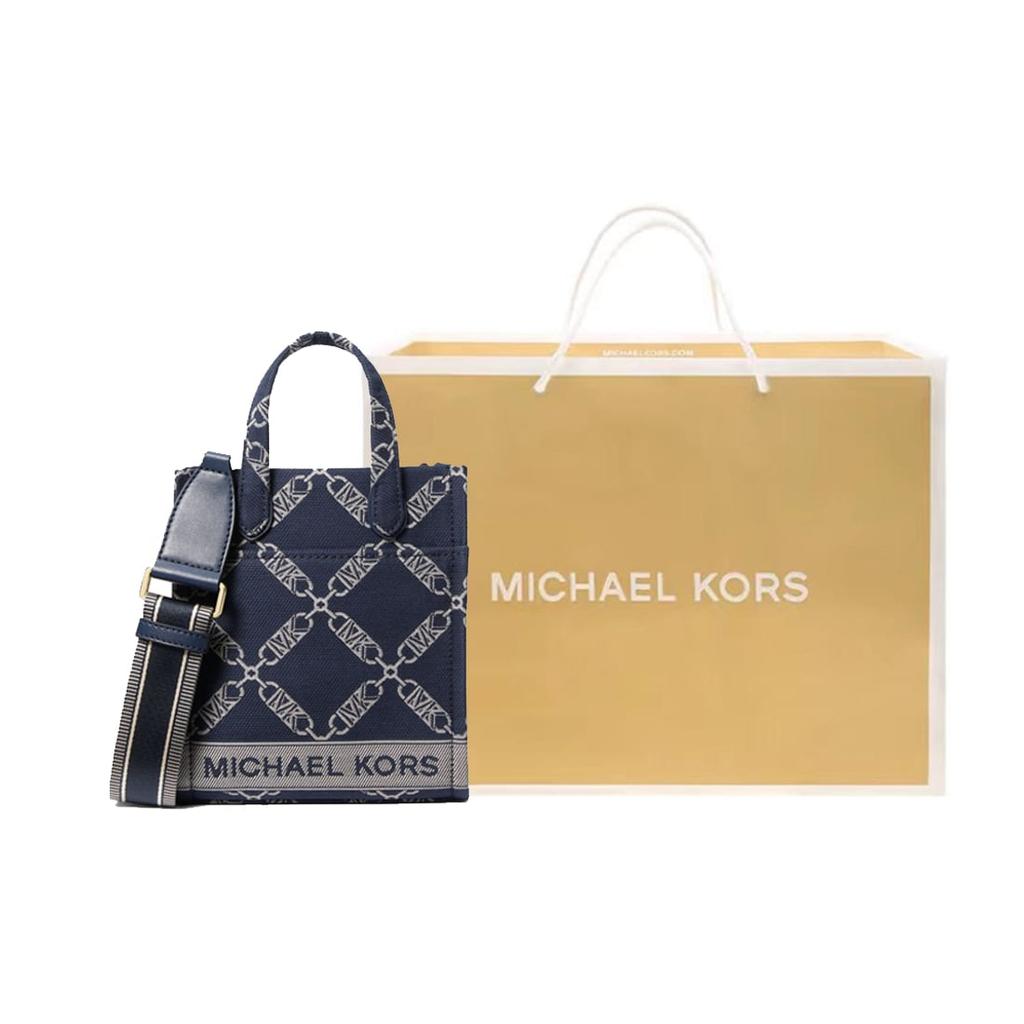 MICHAEL KORS Gigi Fabric+Artificial Leather Tote Bag, Shopping Bag, Crossbody Bag, Clutch Mini Women's Marine Blue 32F3G3GC0J-407