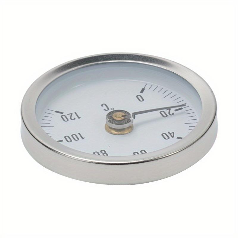 1PC 0-120℃ Pipeline Thermometer Stainless Steel Clamp-On Tube Spring Thermometer for Home Industrial Fireplace Stove.