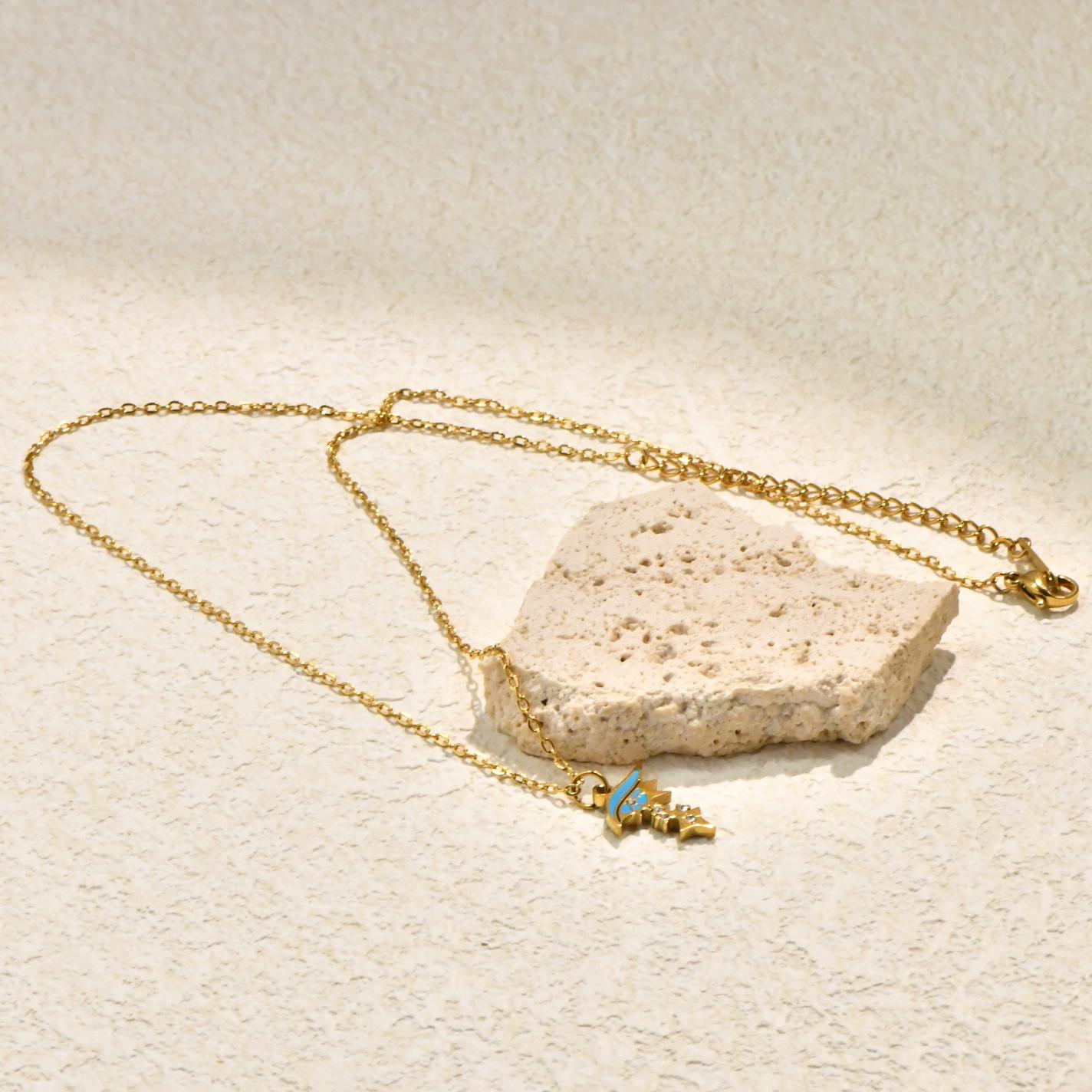 Three-Dimensional Stainless Steel Pendant Necklace New Design Jewelry Style 1 золотой