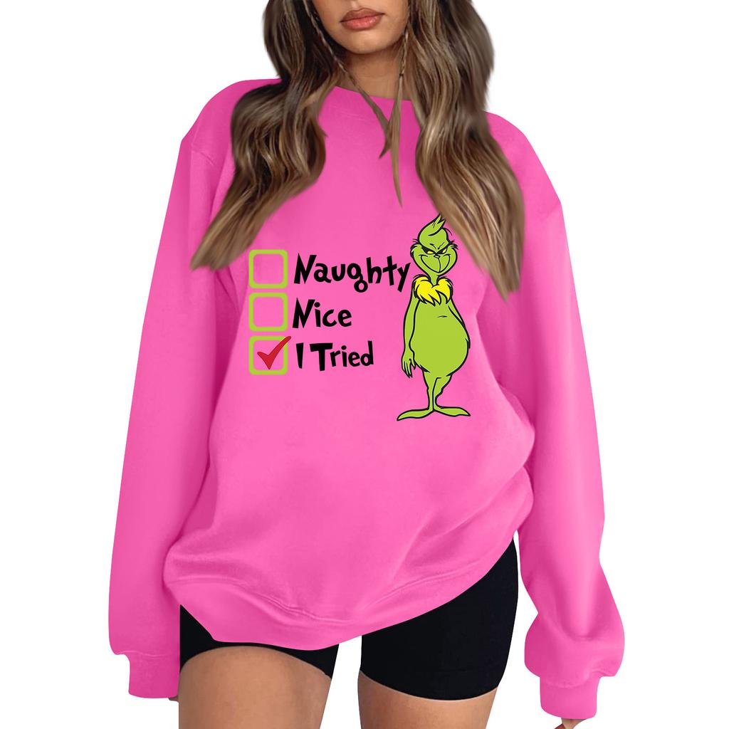 Women's Sweatshirt Sports Christmas  Print Pullover Sweatshirt Round Neck Long Sleeve Top Casual Sweatshirt