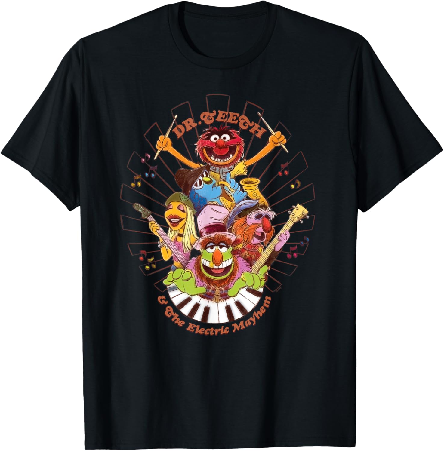 Disney The Muppets Dr Teeth & Electric Mayhem Keyboard Band T-Shirt Unisex T-Shirt XXL