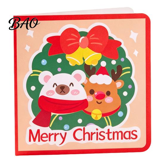 Merry Christmas Cards 10Pcs Greeting Set, Folding Cartoon Blank Santa Claus Note Cards, Festive Blessing for Holiday Gift