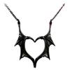 Retro Gothic Cross Demon Bat Wings Heart Necklace for Couples