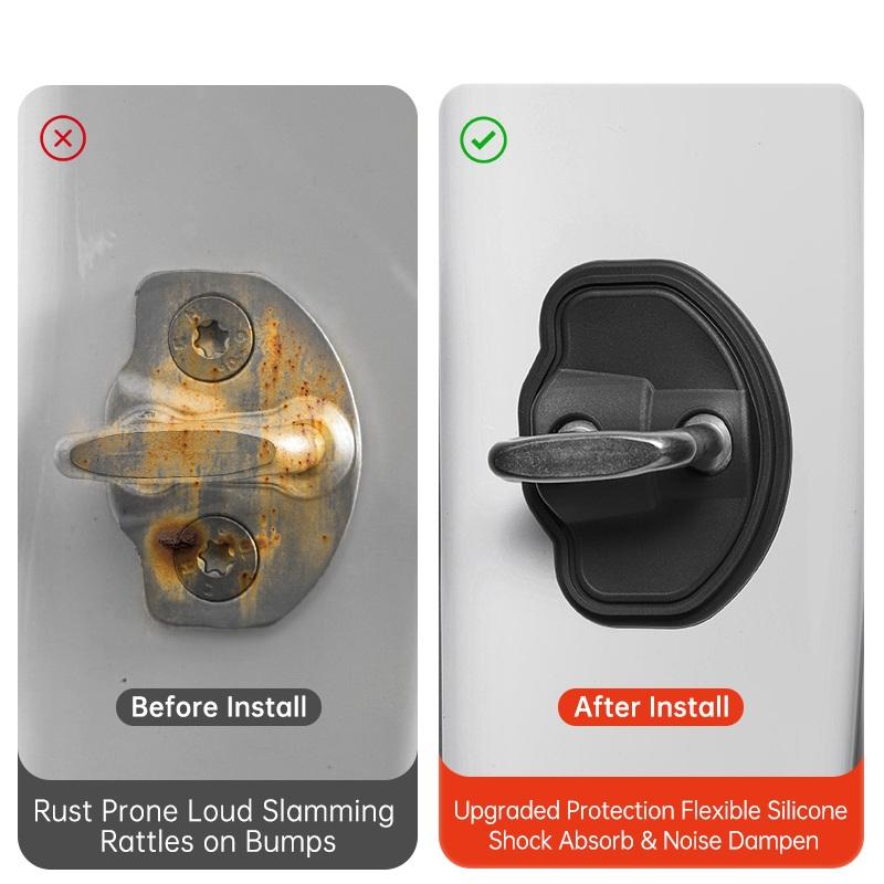 YZ 4Pcs Car Silicone Door Lock Cover Protective Stickers Car Door Lock Damper For Tesla Model 3 Y YL Highland Juniper Accessorie