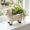 Decorative Desktop Plant Pot Curly Sheep Planter Pot, Resin Cute Lamb Flower for Plants Animal Succulents Cacti Indoor Outdoor Decoration Modern Home