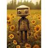 Vintage Lonely Boy Bot Toy Sunflowers Posters Wall Art Canvas Painting Nordic Poster Print Wall  for Kidsroom Nursery Decor