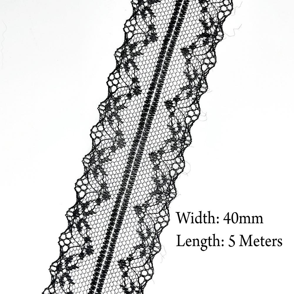 5 Meters White & Black Lace Ribbon Assorted Floral Trims for Gift Wrapping Christmas Wedding Decor DIY Crafts Sewing Accessories