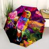 1pc Hummingbird In a Vibrant Garden Automatic Opening and Closing Umbrella, Lightweight 3-Fold, With Cute Cartoon Characters, Suitable for Home,