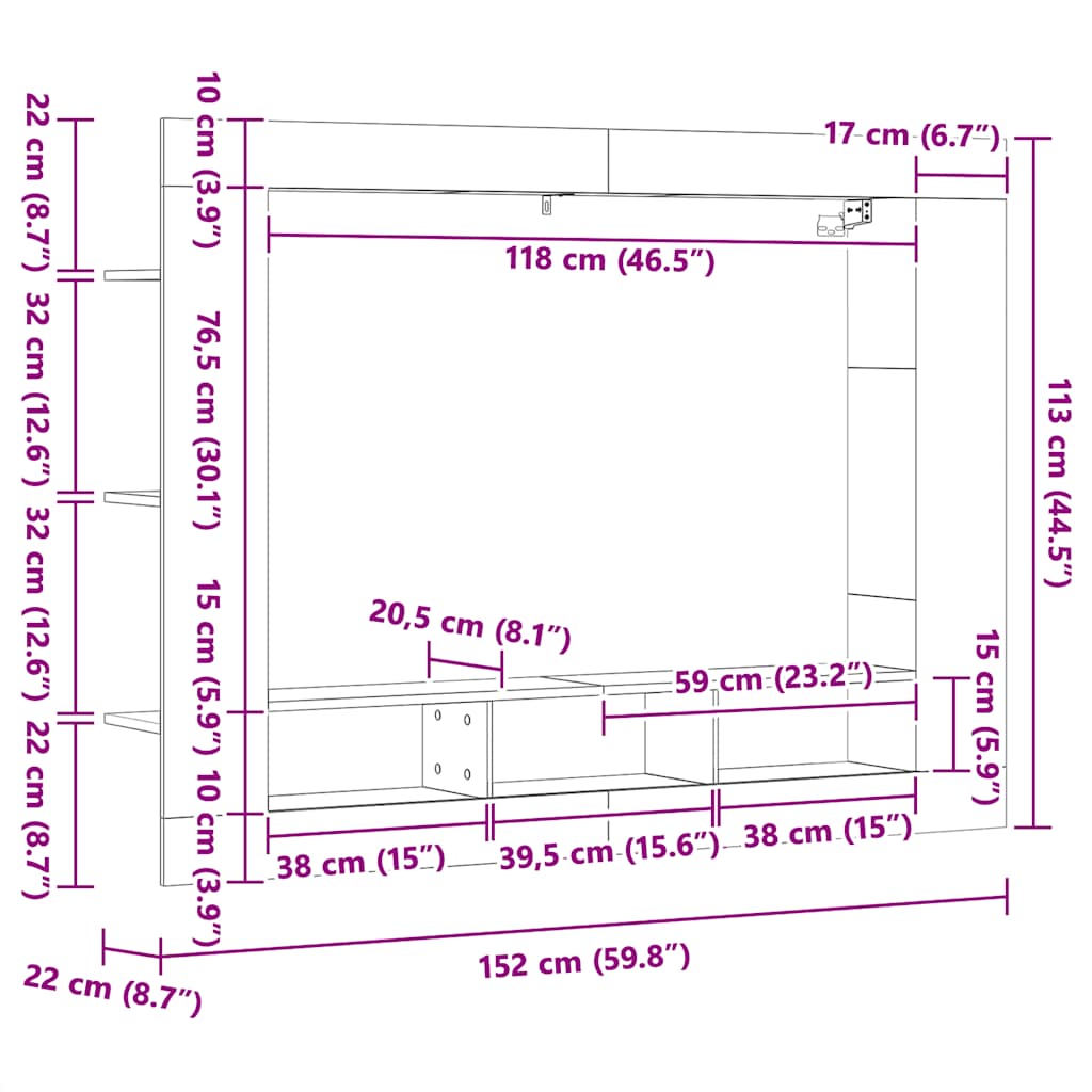 TV Cabinet White 152 X 22 X 113 Cm Particleboard
