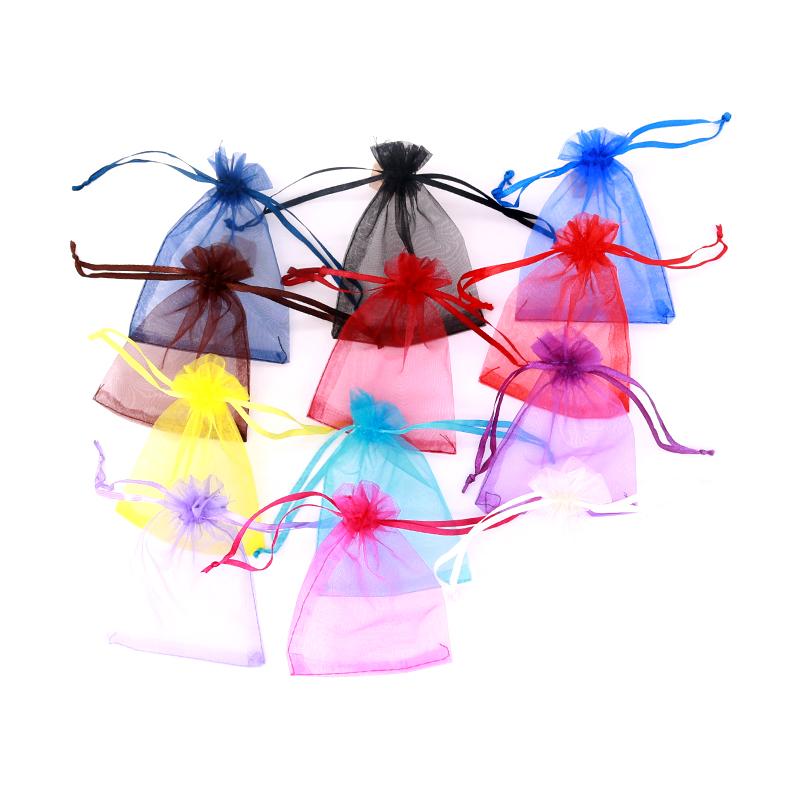 10pcs (9 Size) Gift Bag Jewelry Packaging Organza Bag Pouche Jewelry Packing Bag Birthday Party Decor Wedding Christmas Supplies