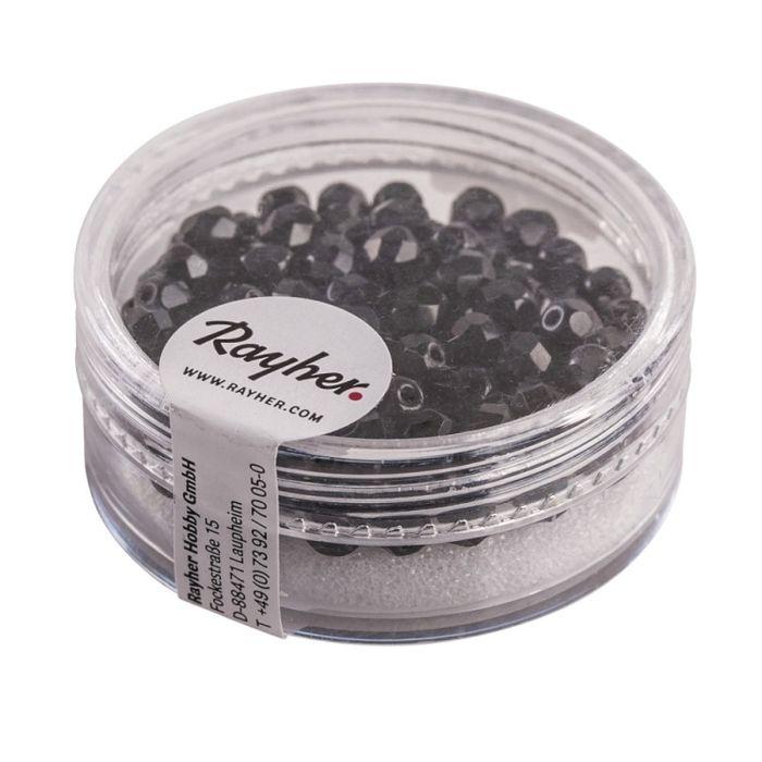 Perle facettée en verre - RAYHER - 4 mm - Multicolore - Boîte de 100 pièces - Cristal