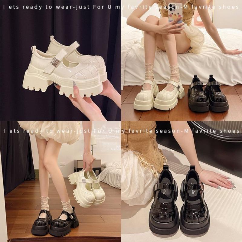 2026 Spring New Fashionable Height Increasing Thick Bottom Sponge Cake Mary Jane Shoes Women One Button Belt Skirt Single Shoes