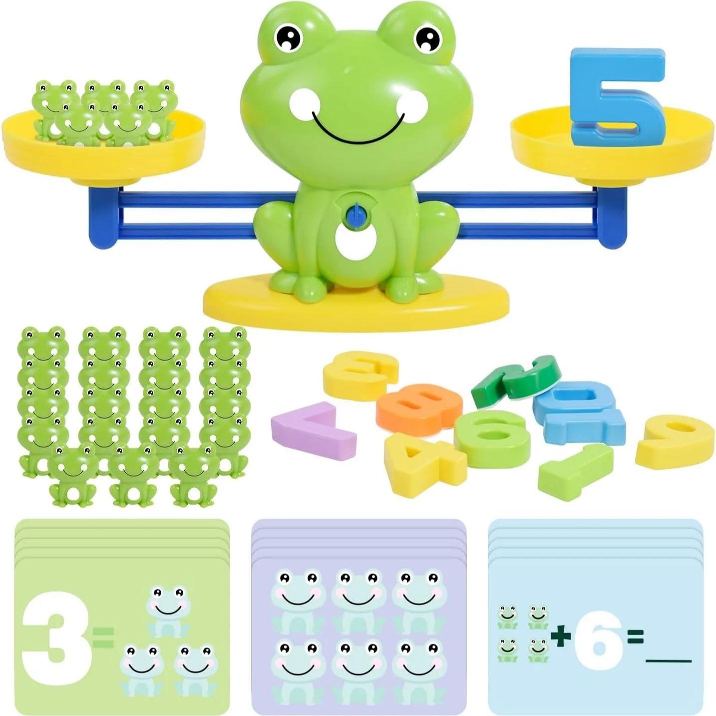Interesting Toys Unisex Kids Frog Balance Scale Toy, Number Counting Blocks Games, Montessori Math Games For Kids, Preschool Kindergarten Learning Gift