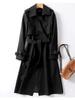 Women's Long Trench Coat Autumn Spring Korean Style Petite British Style Over Knee Dress Coat Jacket