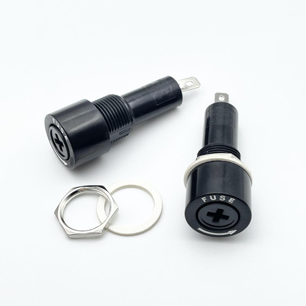 Portafusibile a Croce in Bachelite Resistente alle Alte Temperature R3-22 con Fusibile 6×30 e Foro di Montaggio da 15 mm, Certificato di Alta Qualità.