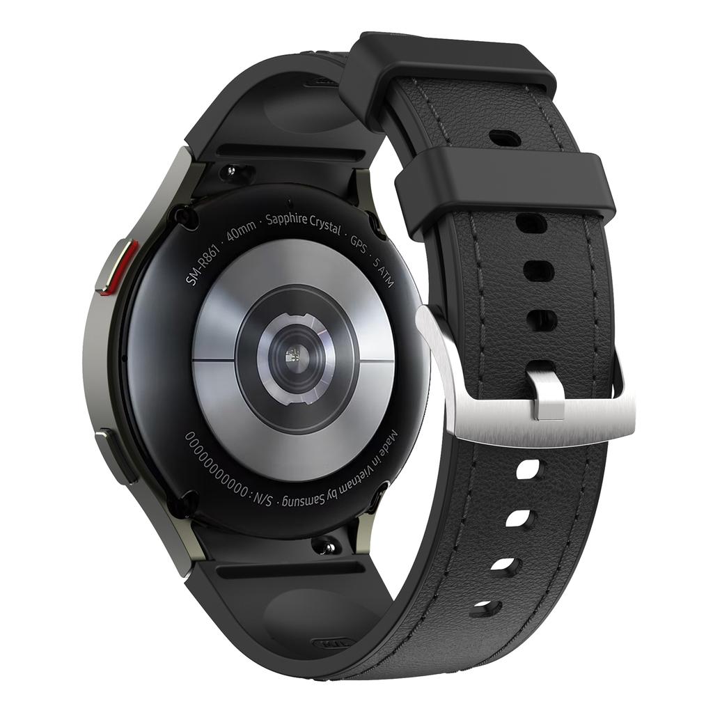 Watch Band For Samsung Galaxy Watch7/Watch6/Watch 5/Watch4 Silicone+Leather Adjustable Strap Armband