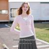 Xiangying Damen V-Ausschnitt Pullover aus Woll-Seiden-Mischung