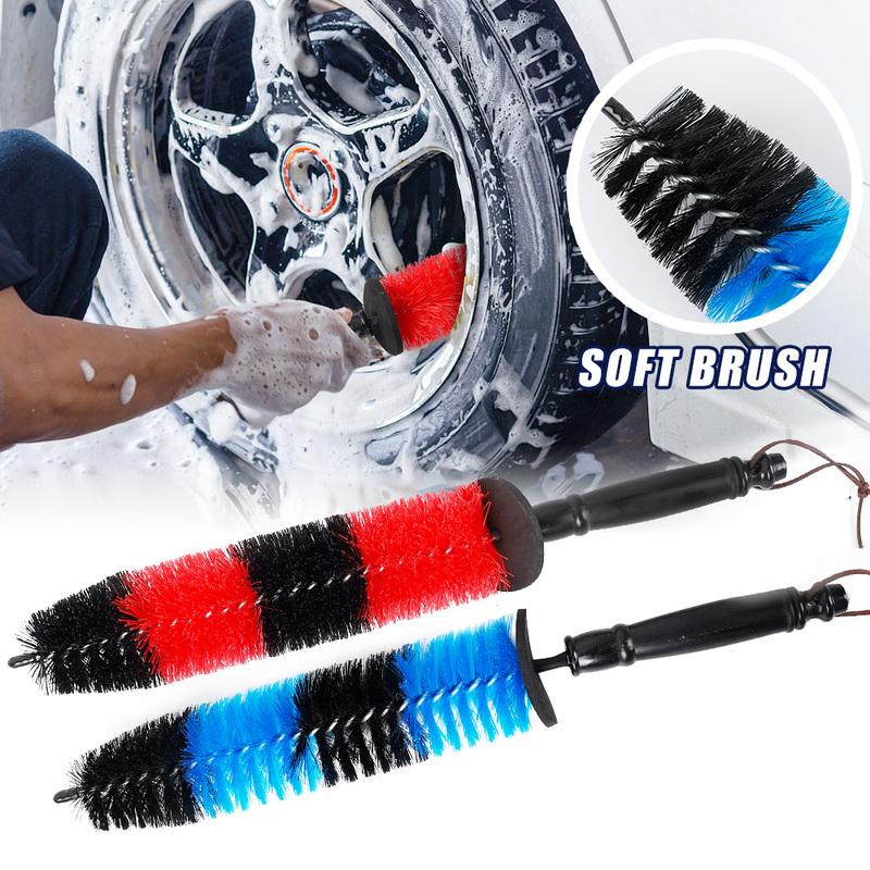 Spazzola per la pulizia dei cerchi delle auto Spazzole per il lavaggio del motore del mozzo della ruota Attrezzi per la pulizia dei pneumatici in microfibra per auto Accessori per il lavaggio dell'auto