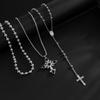 Exaggerated Rhinestone Cross Pendant Necklace for Men Hip Hop High-End Layered Collarbone Chain New Style
