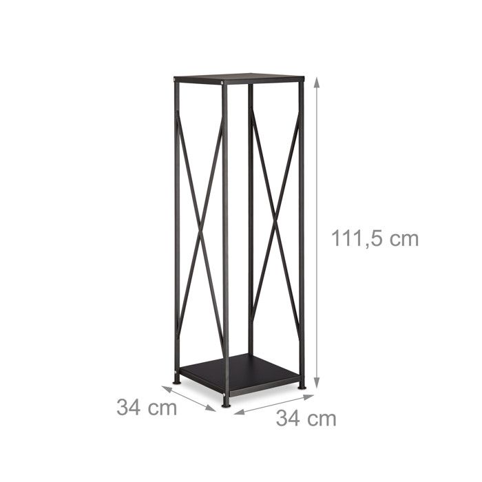 Relaxdays etagère de cheminée rangement bûches bois acier panier bois porte-bûches hxlxp: 111x34x34 cm, noir