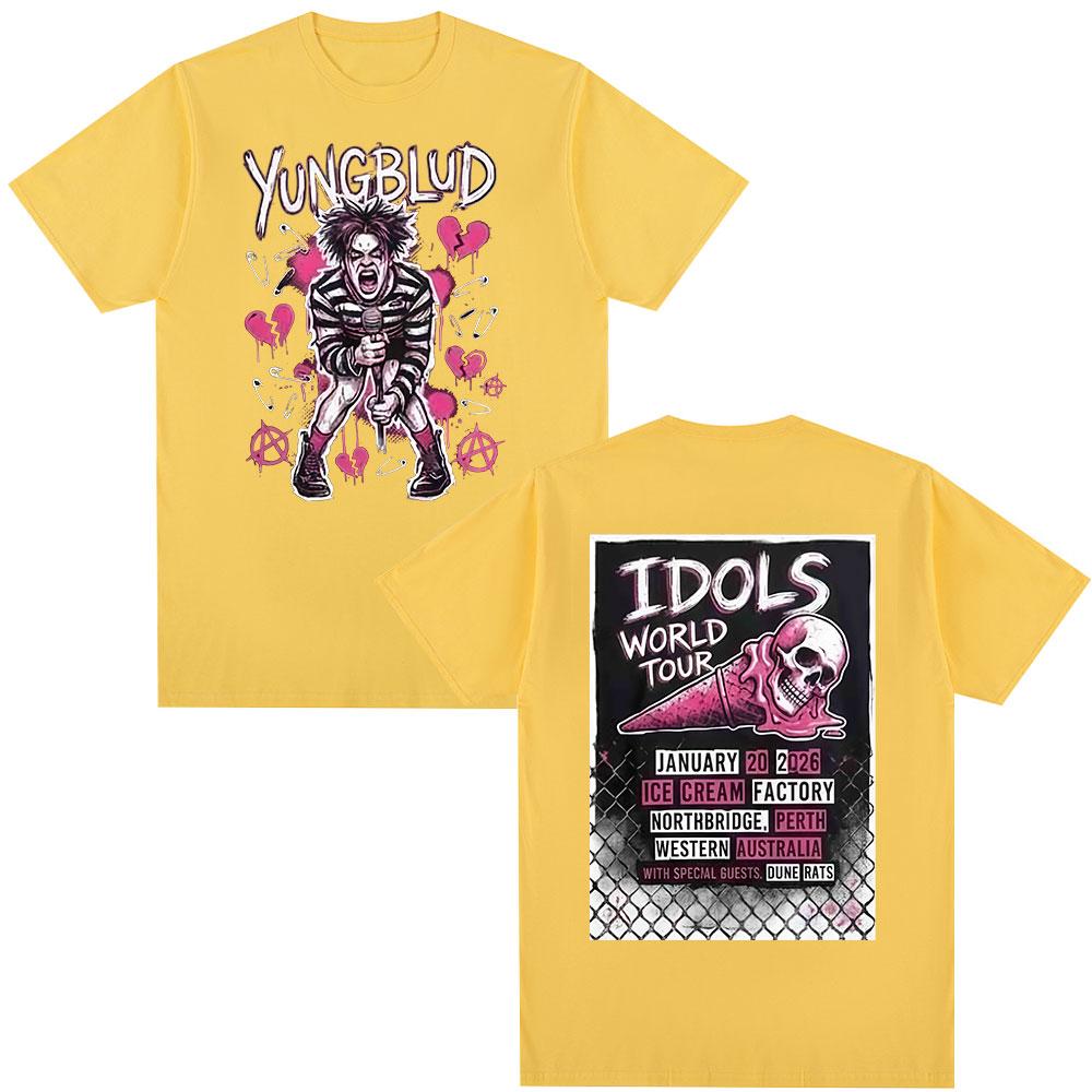 Singer Yungblud IDOLS World Tour Tshirts Unisexs Clothing Fashion Short Sleeves Tshirt Cotton Summer Oversized T Shirt Tops