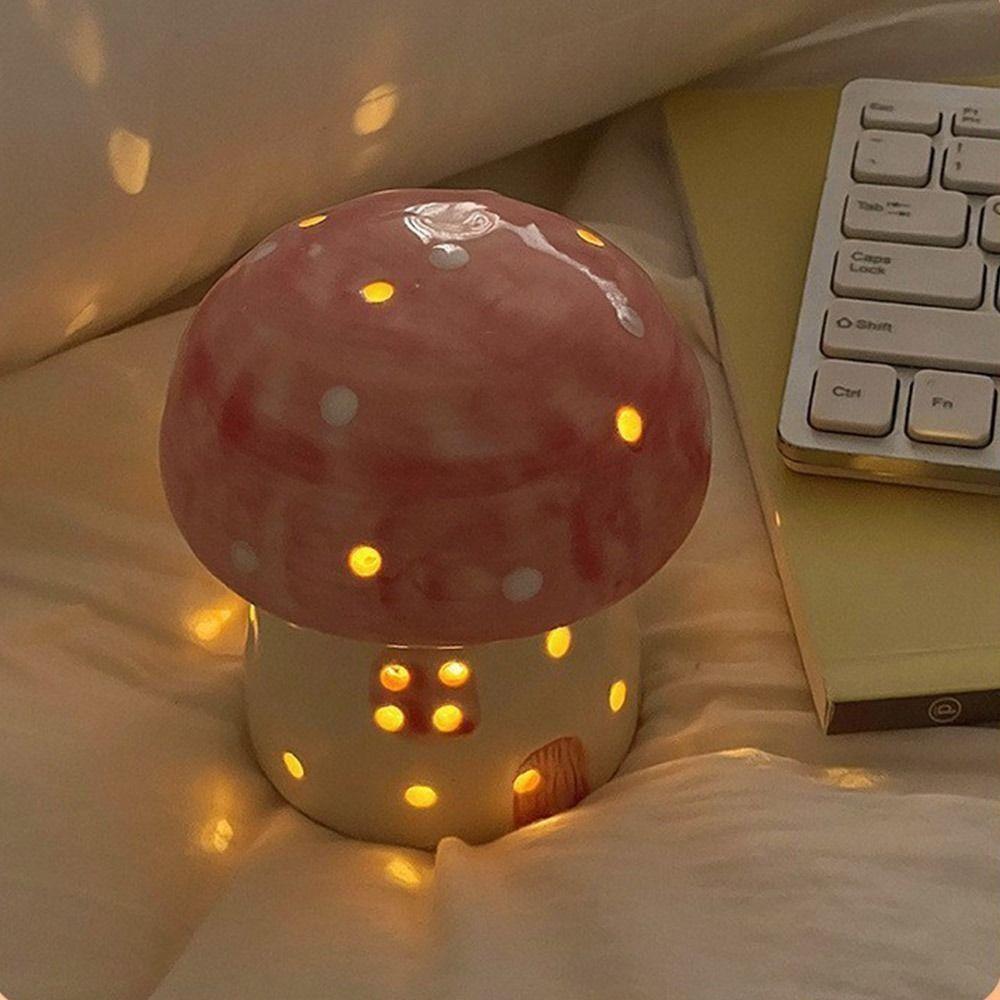Sleeping Mushroom Night Light Table Decor Lamp Ceramic  Night Light  Birthday Gift
