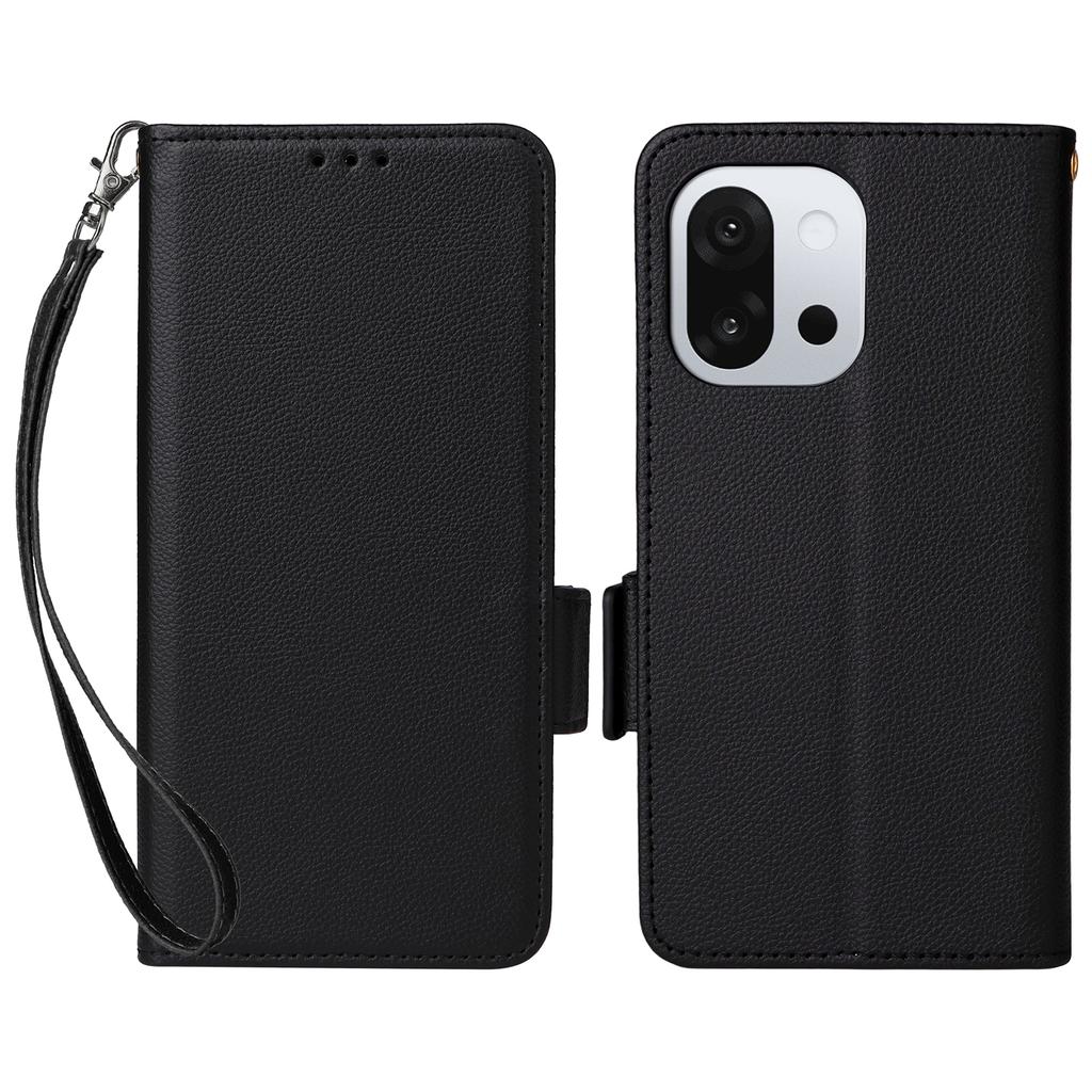 For OnePlus 13T 5G Case with Wrist Strap Litchi Texture PU Leather Wallet Phone Cover