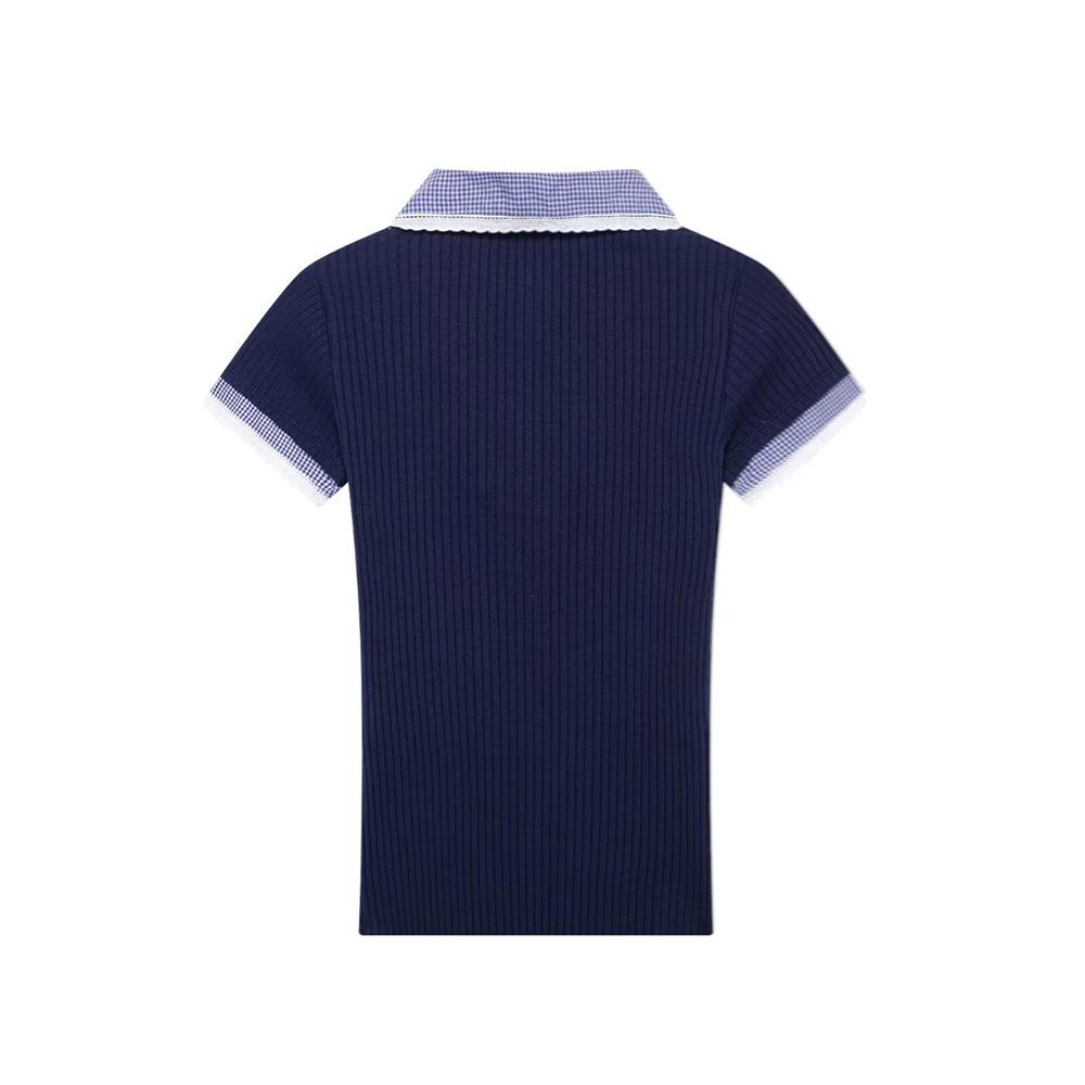 2025 Women's Slim Fit Patchwork Turn-Down Collar Short-Sleeve T-Shirt