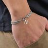 Vnox A-Z Initial Double-layer Box Chain Bracelets for Men, Stainless Steel Bangle, Personalized Name Letter Charm Bracelet Gifts